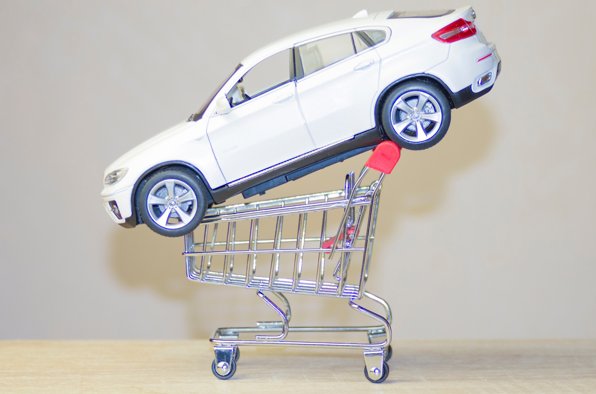 the model of the car is in the basket for supermarket customers the model of the car is in the basket for supermarket customers