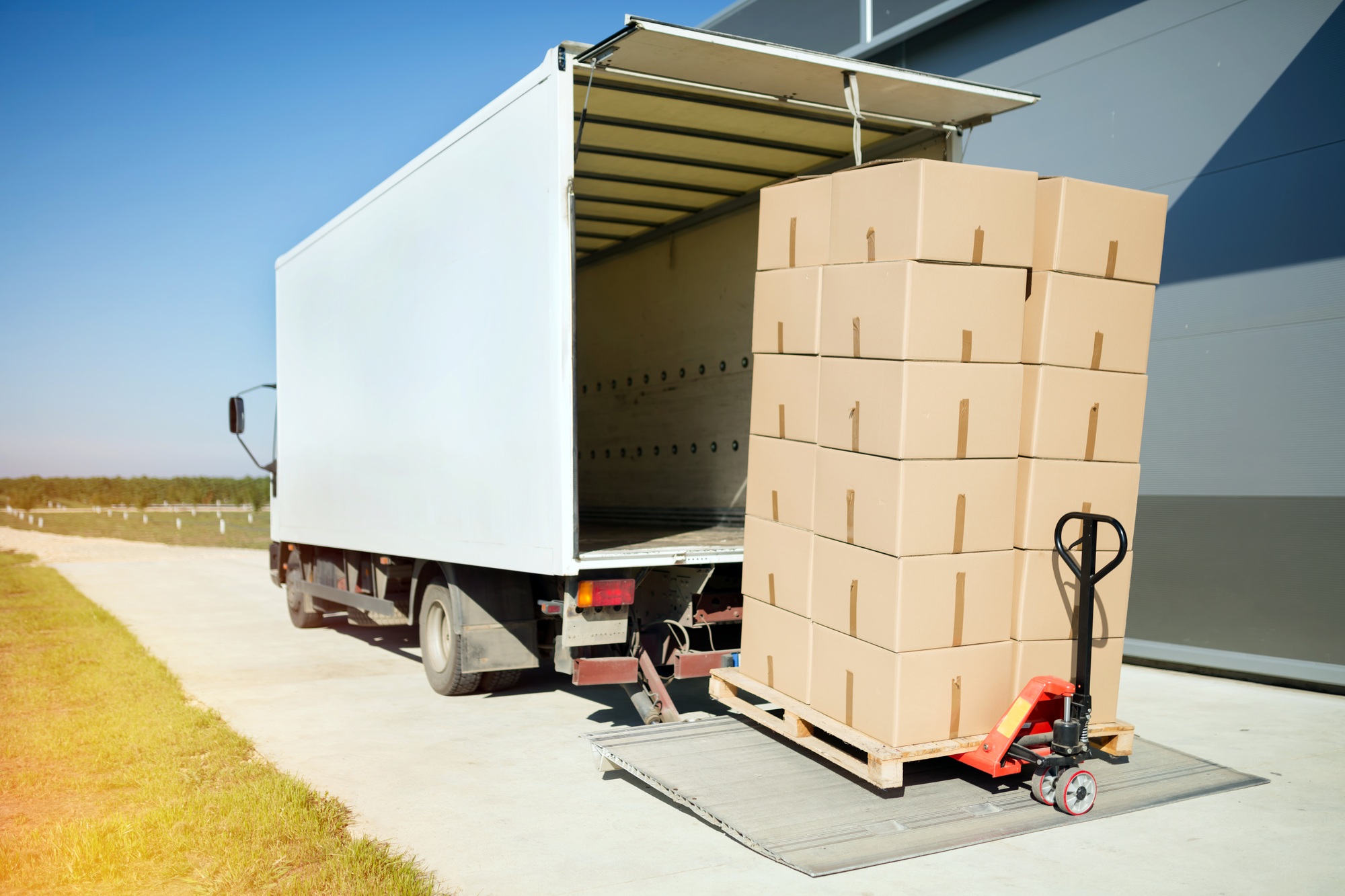 Truck carrying cargo for export Truck carrying cargo for export
