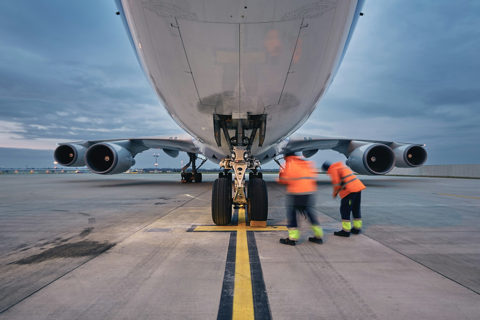 Low angle view of freight airplane